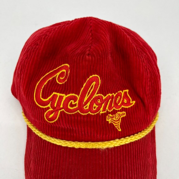 Vtg‎ 80s Iowa Cyclones Snapback Hat Men\'s One Size Red Corduroy Rope